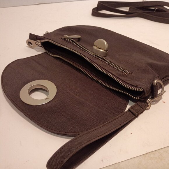 BAGGALLINI Gray Nylon Convertible Clutch/Crossbody Bag Small Twist Lock - Picture 10 of 12